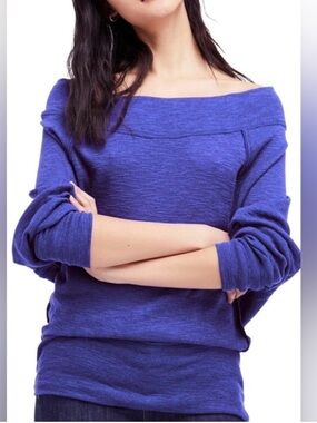 We the Free Thermal Palisades Purple Tunic Top Oversized Off the Shoulder-Small
